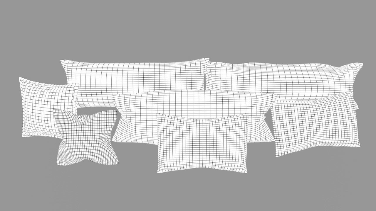 Pillows Set of Low-poly 3D model_19