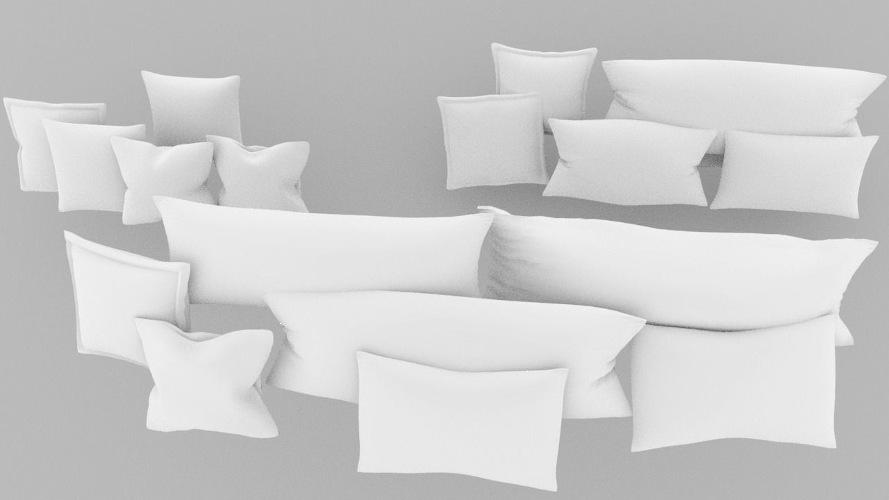 Pillows Set of Low-poly 3D model_9