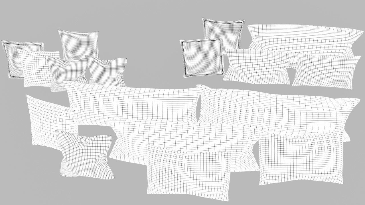 Pillows Set of Low-poly 3D model_10