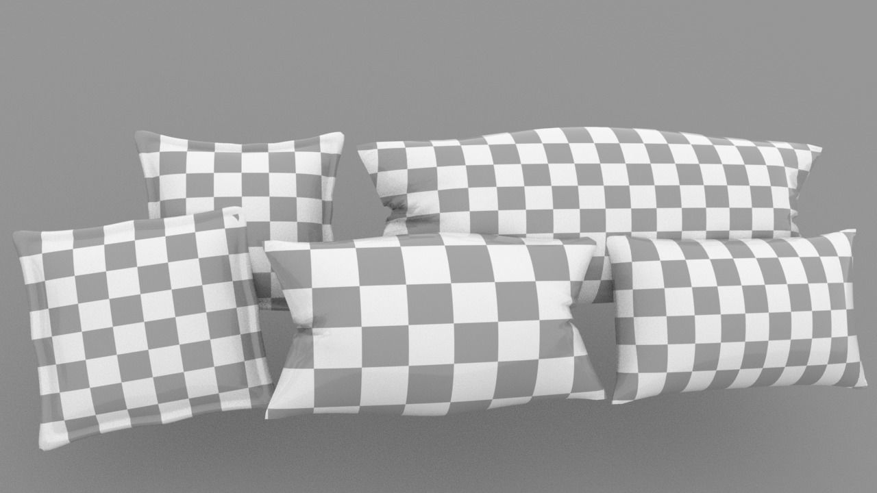 Pillows Set of Low-poly 3D model_14