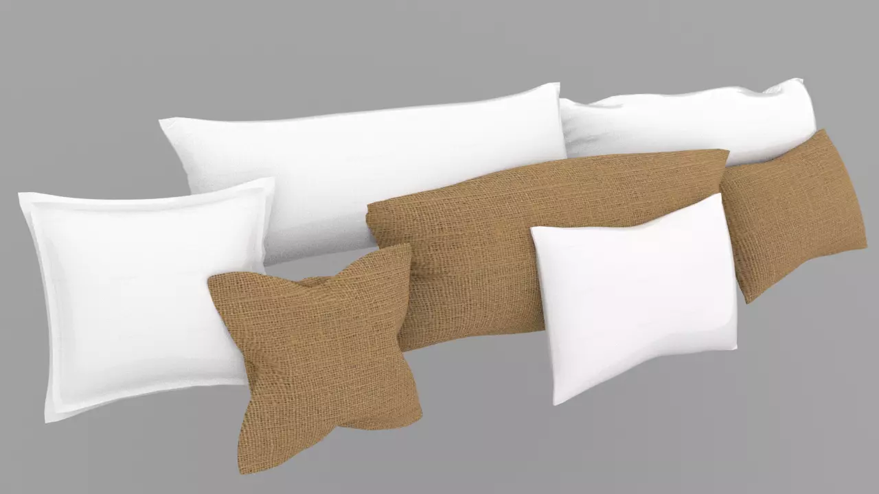 Pillows Set of Low-poly 3D model_0