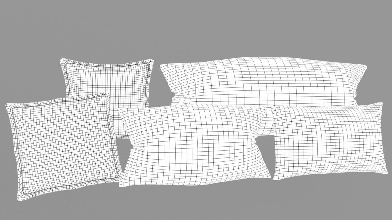 Pillows Set of Low-poly 3D model_12