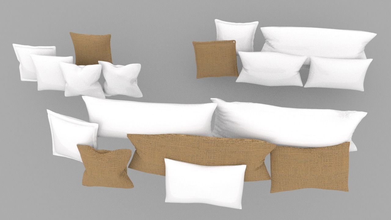 Pillows Set of Low-poly 3D model_2