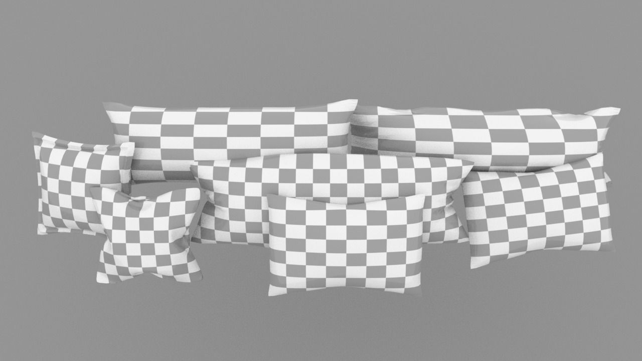 Pillows Set of Low-poly 3D model_20
