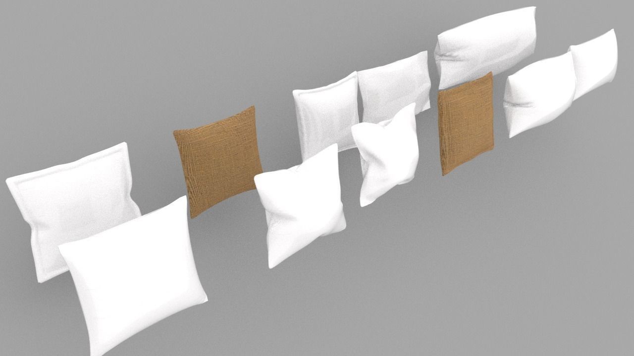 Pillows Set of Low-poly 3D model_7