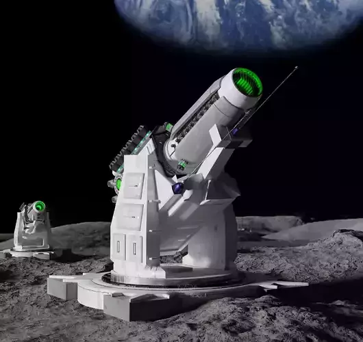 Lunar base defence plasma turret 1 Low-poly 3D model