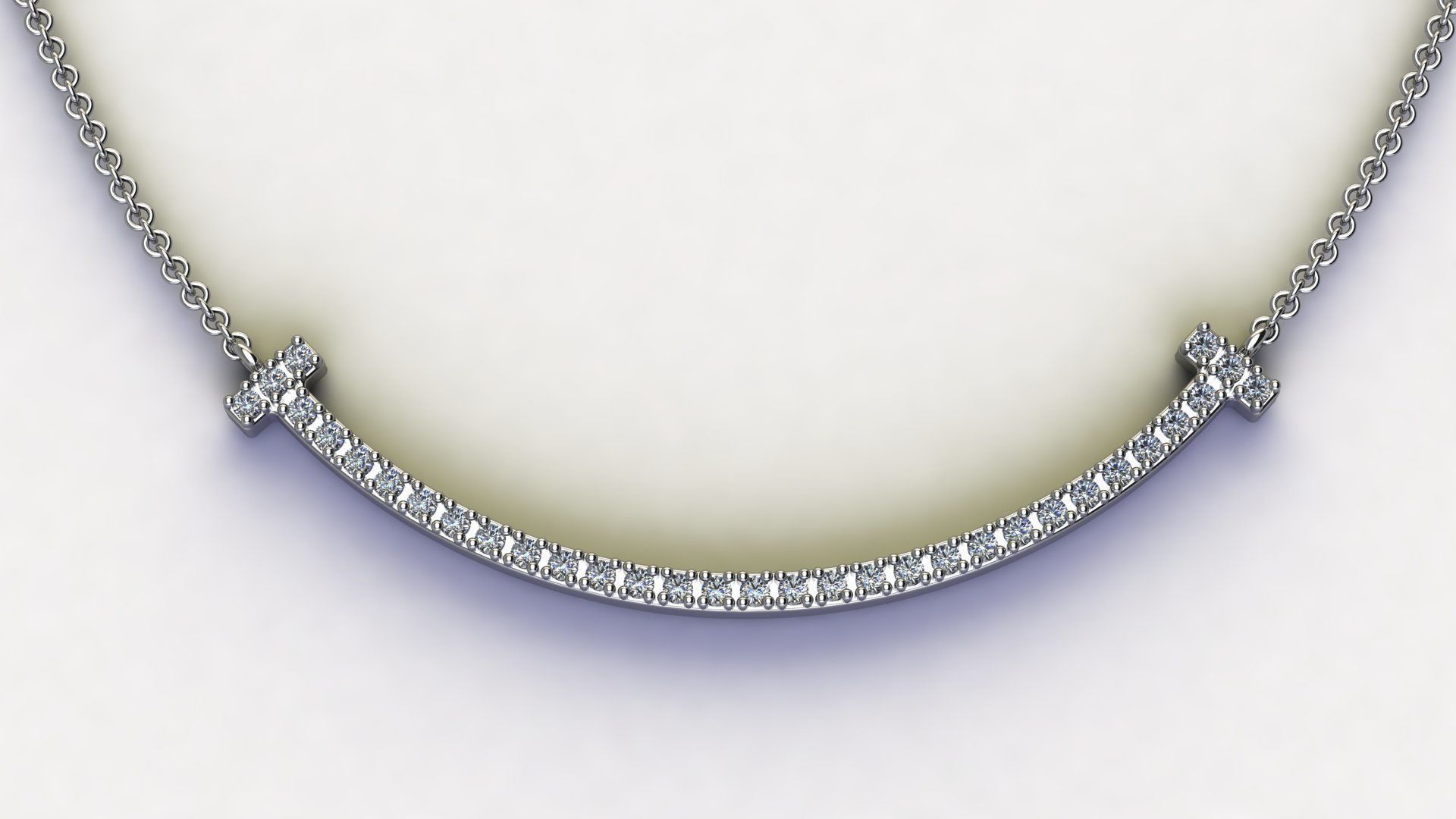 T Smile Pendant with Diamonds 3D print model_5