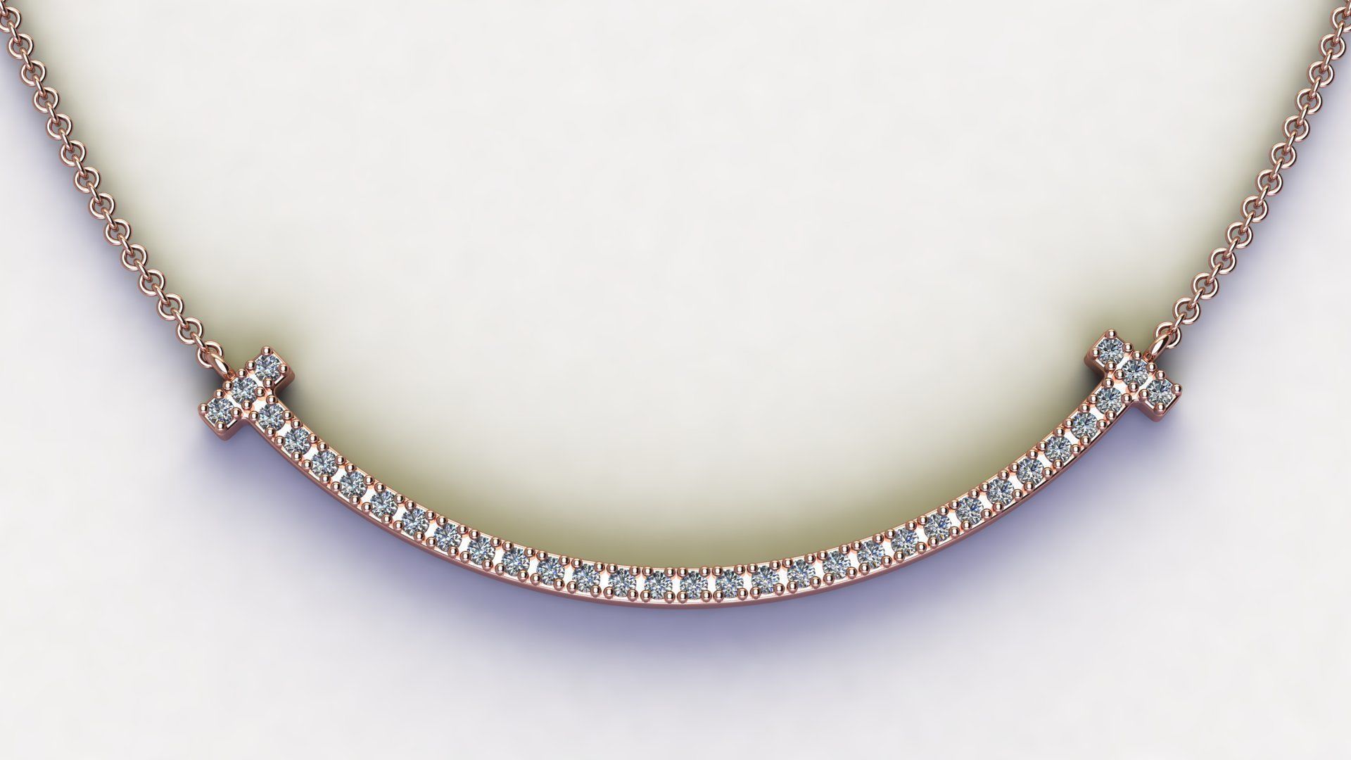 T Smile Pendant with Diamonds 3D print model_7