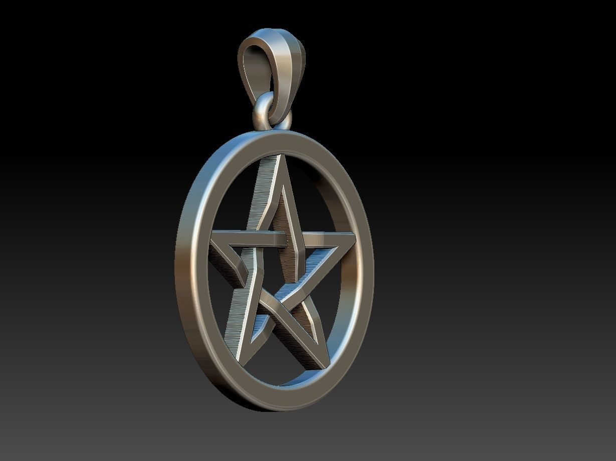 Pentagram pendant 3D print model_2