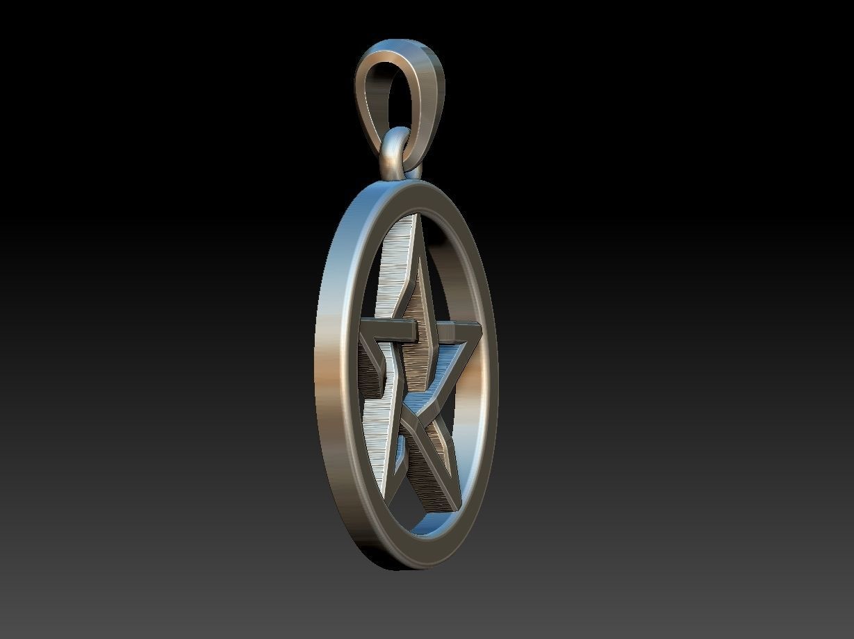 Pentagram pendant 3D print model_3