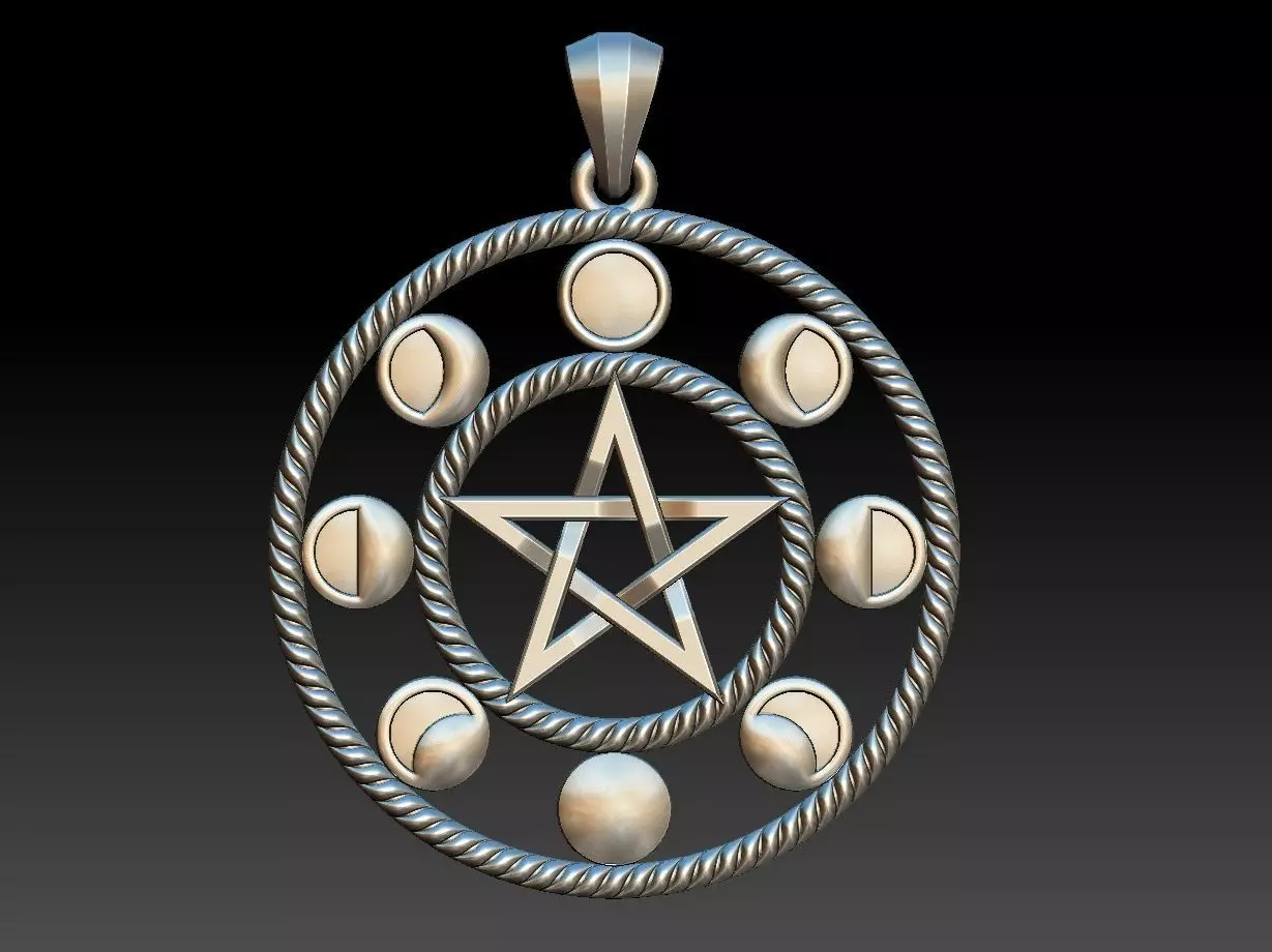 Moon Phases Pendant 3D print model_0