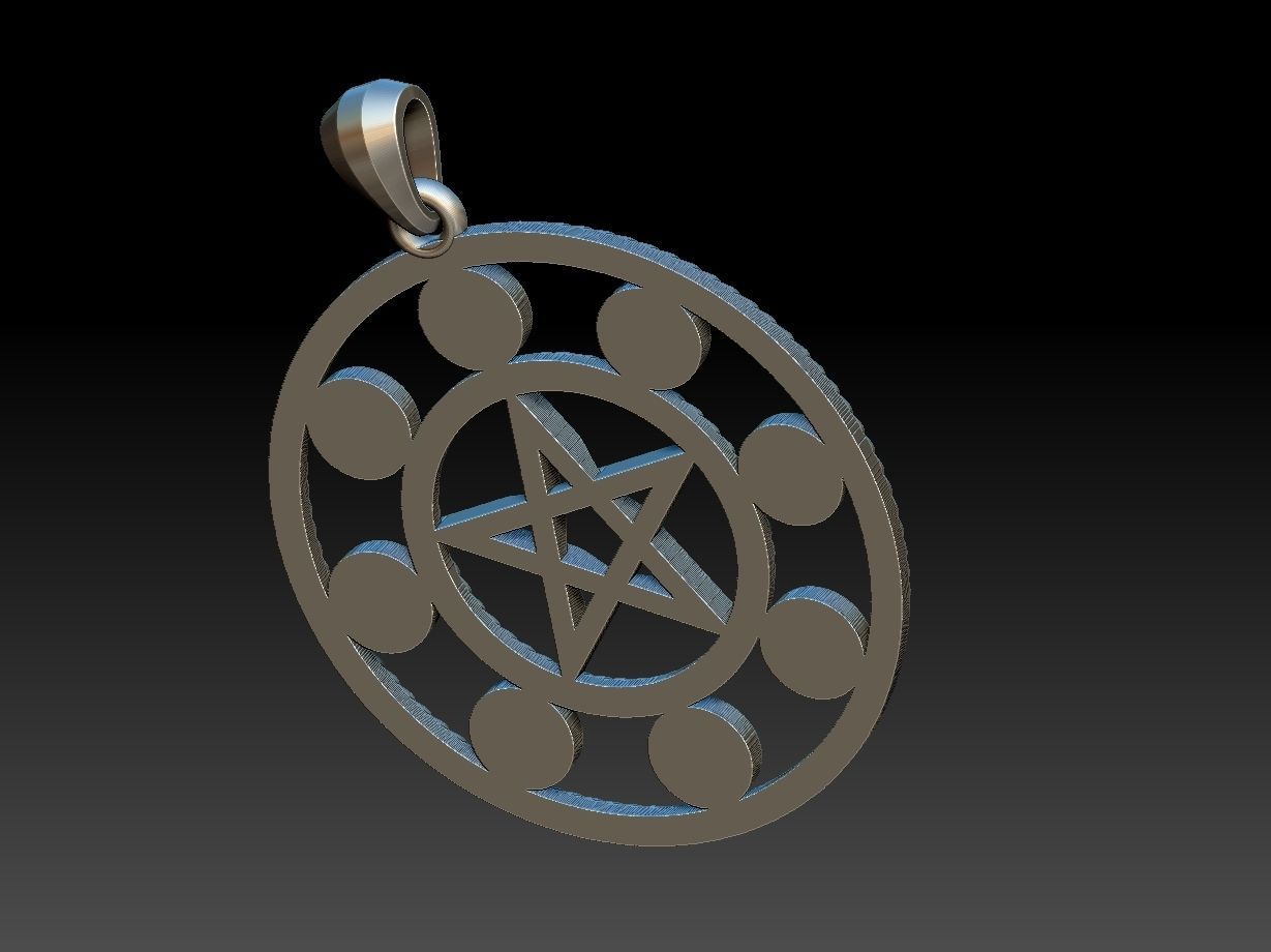 Moon Phases Pendant 3D print model_7