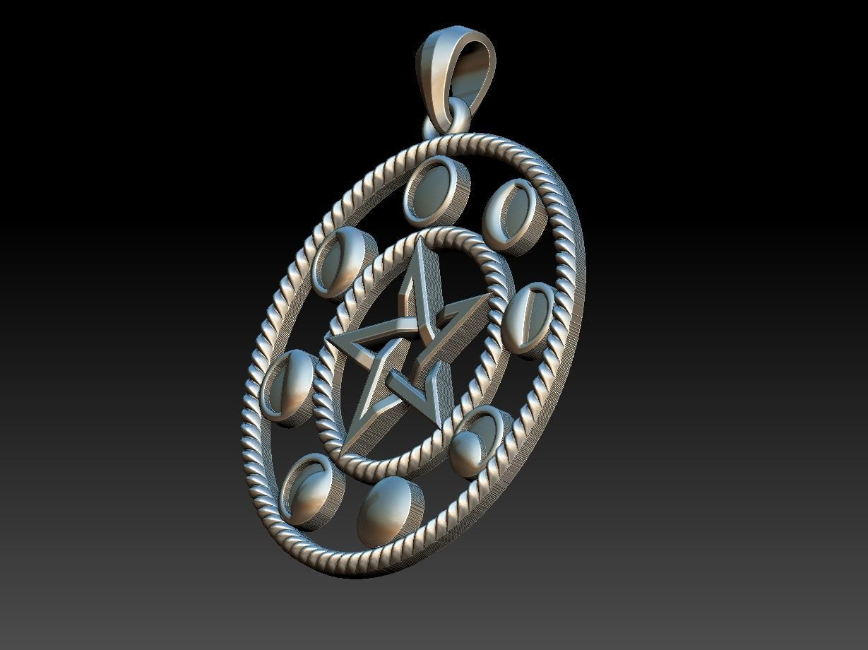 Moon Phases Pendant 3D print model_11
