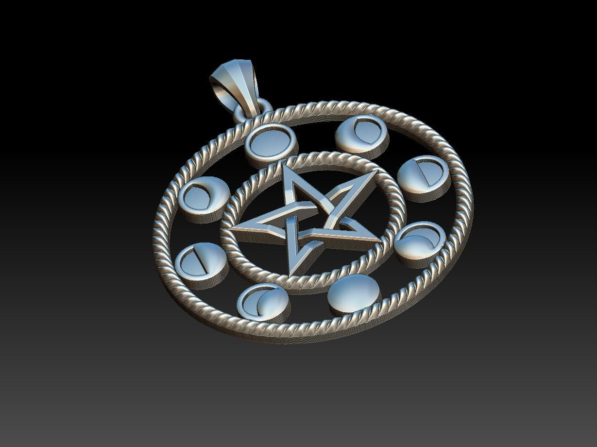 Moon Phases Pendant 3D print model_13