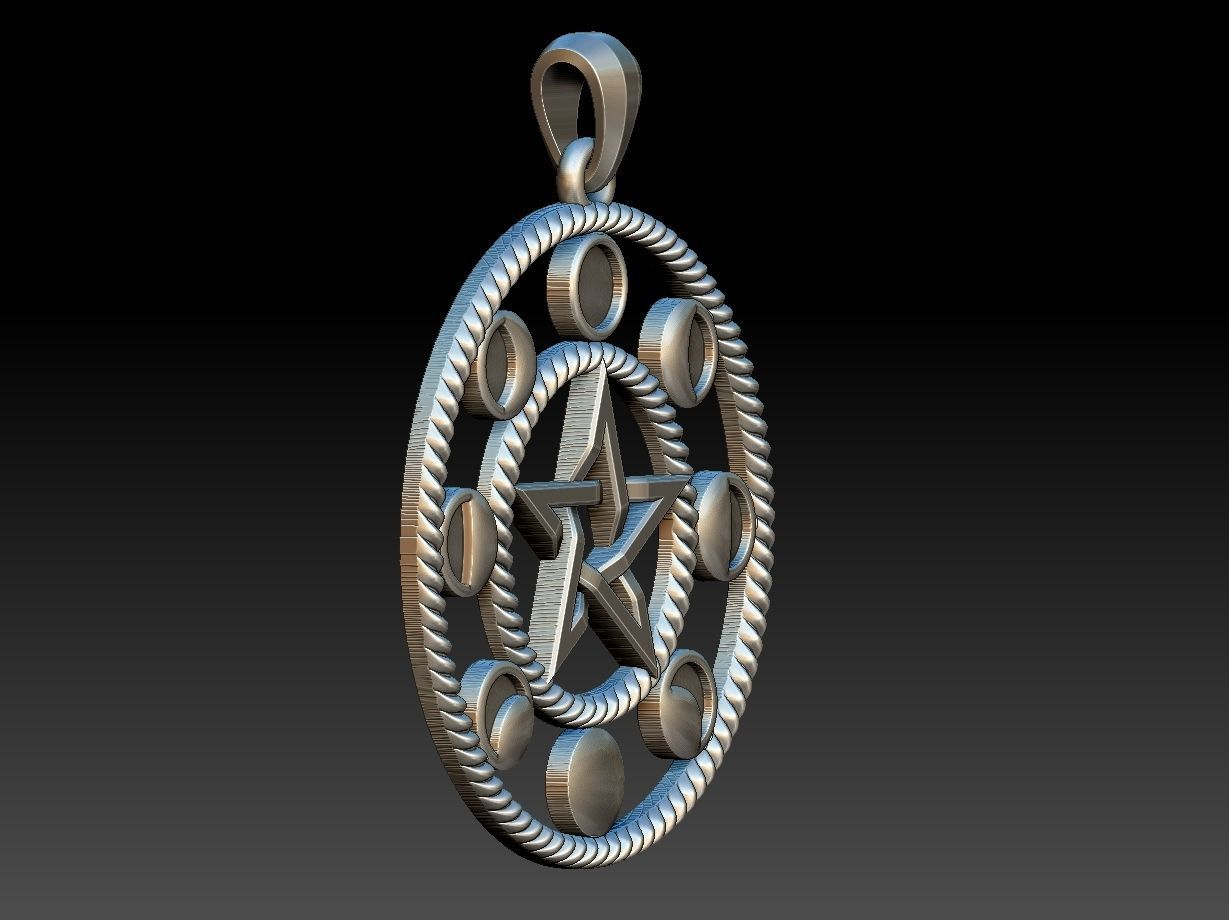 Moon Phases Pendant 3D print model_3