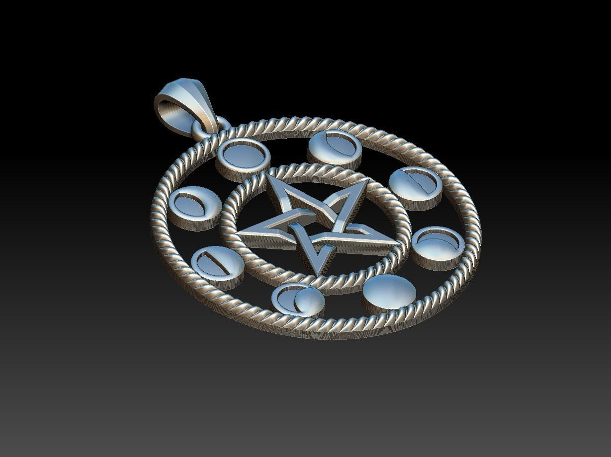 Moon Phases Pendant 3D print model_14