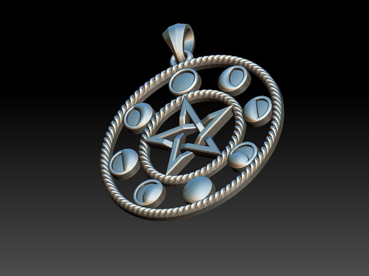 Moon Phases Pendant 3D print model_12