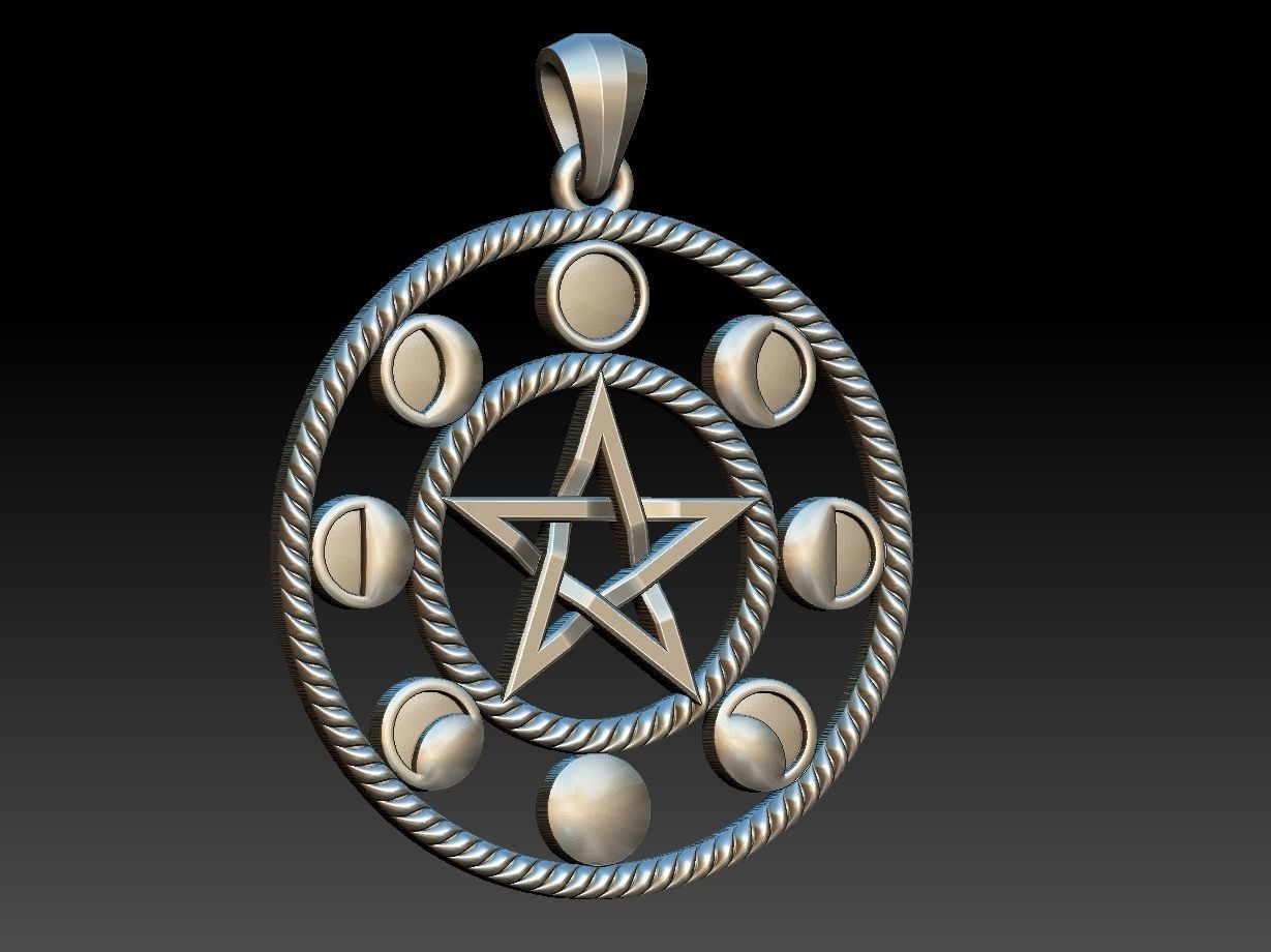 Moon Phases Pendant 3D print model_1