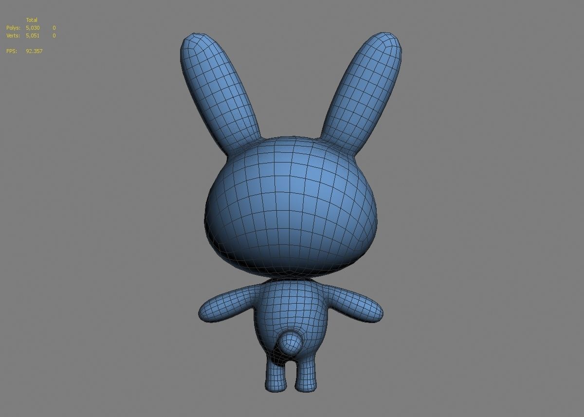 Rabbit cartoon character 01  Low-poly 3D model_19