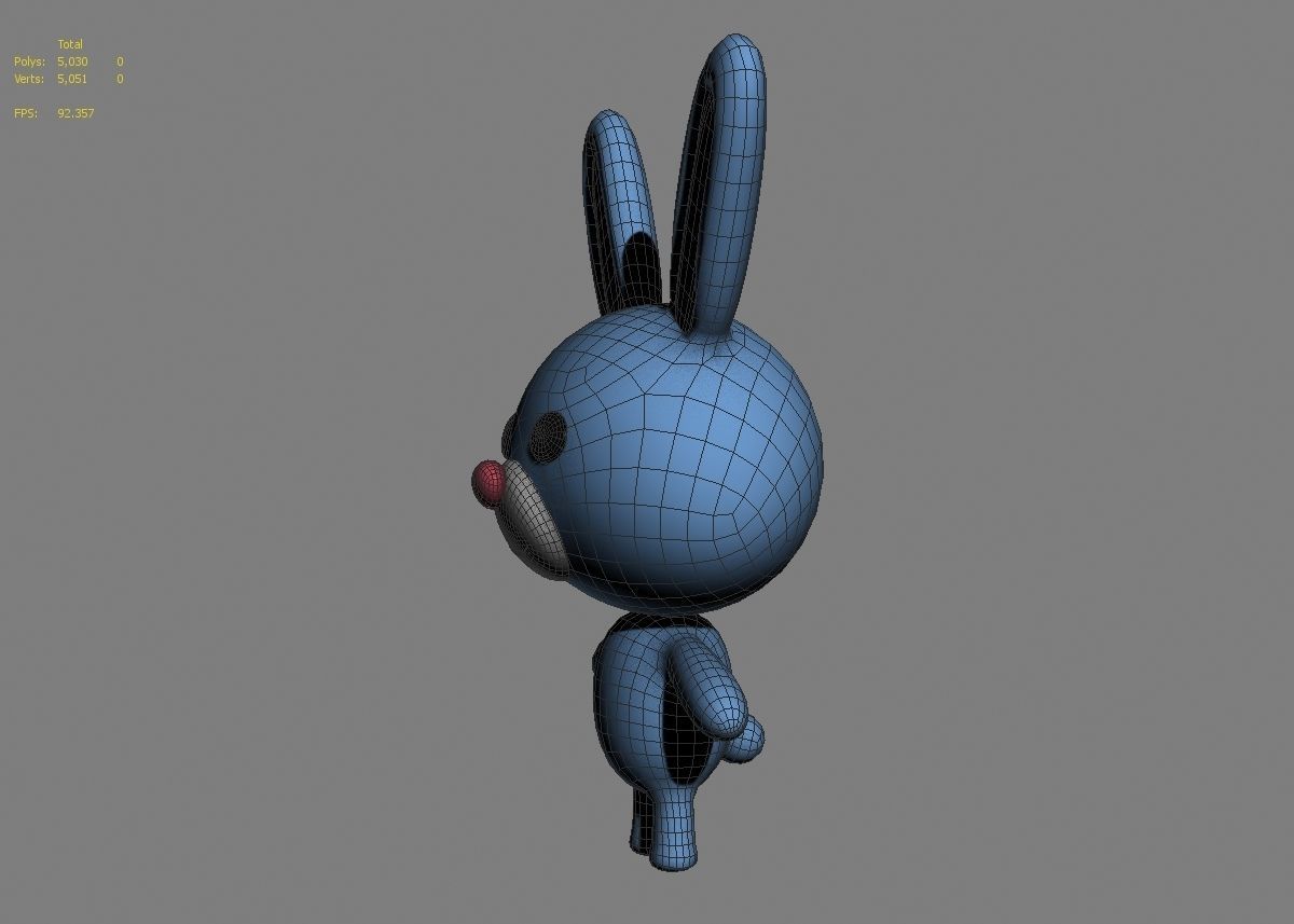Rabbit cartoon character 01  Low-poly 3D model_25