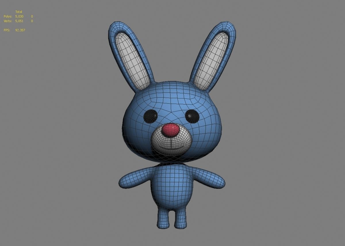 Rabbit cartoon character 01  Low-poly 3D model_9