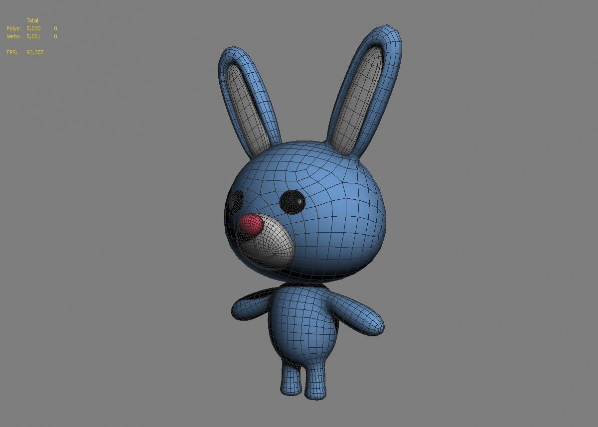 Rabbit cartoon character 01  Low-poly 3D model_27