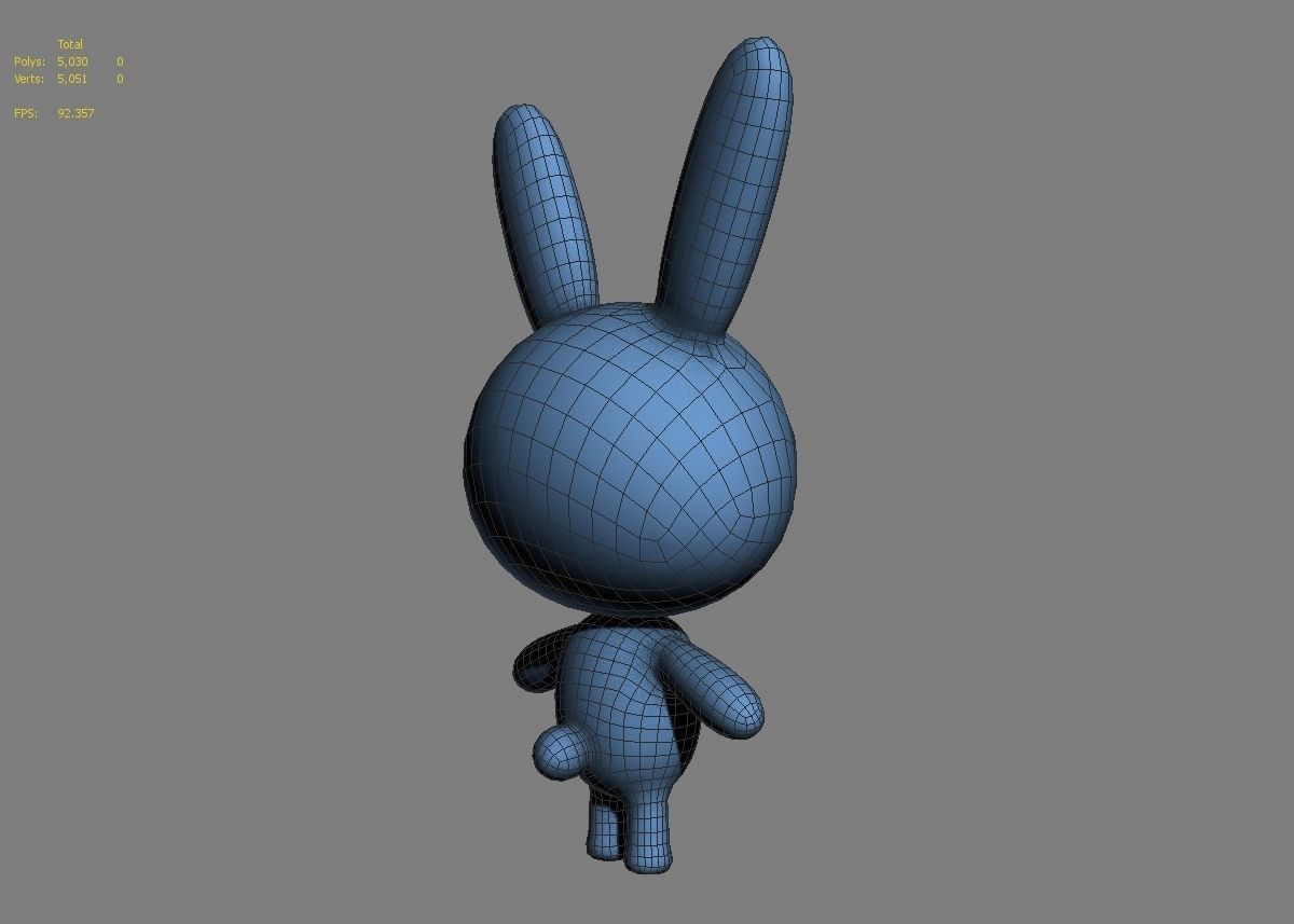 Rabbit cartoon character 01  Low-poly 3D model_16