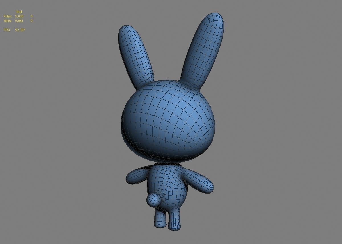 Rabbit cartoon character 01  Low-poly 3D model_17