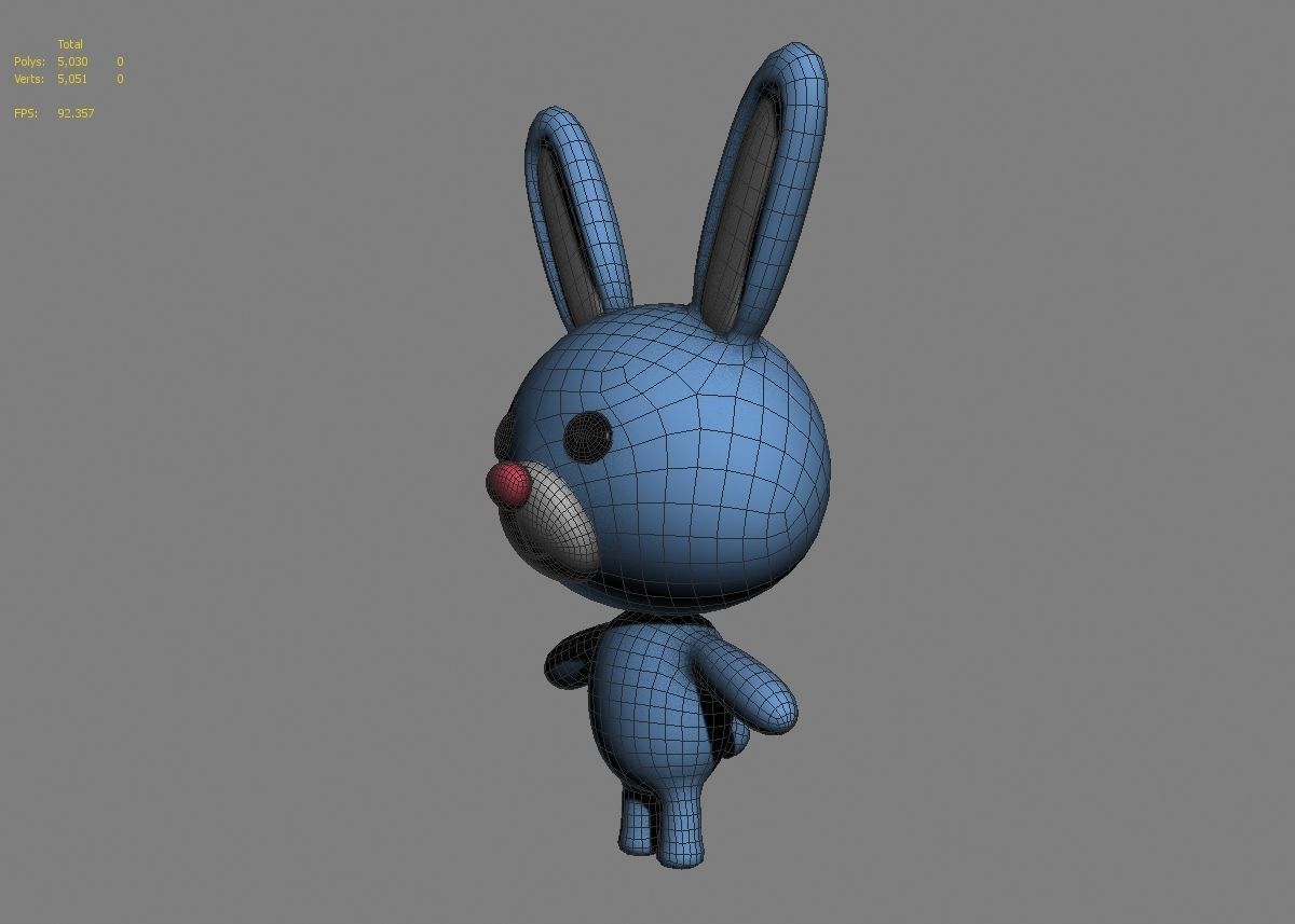 Rabbit cartoon character 01  Low-poly 3D model_26
