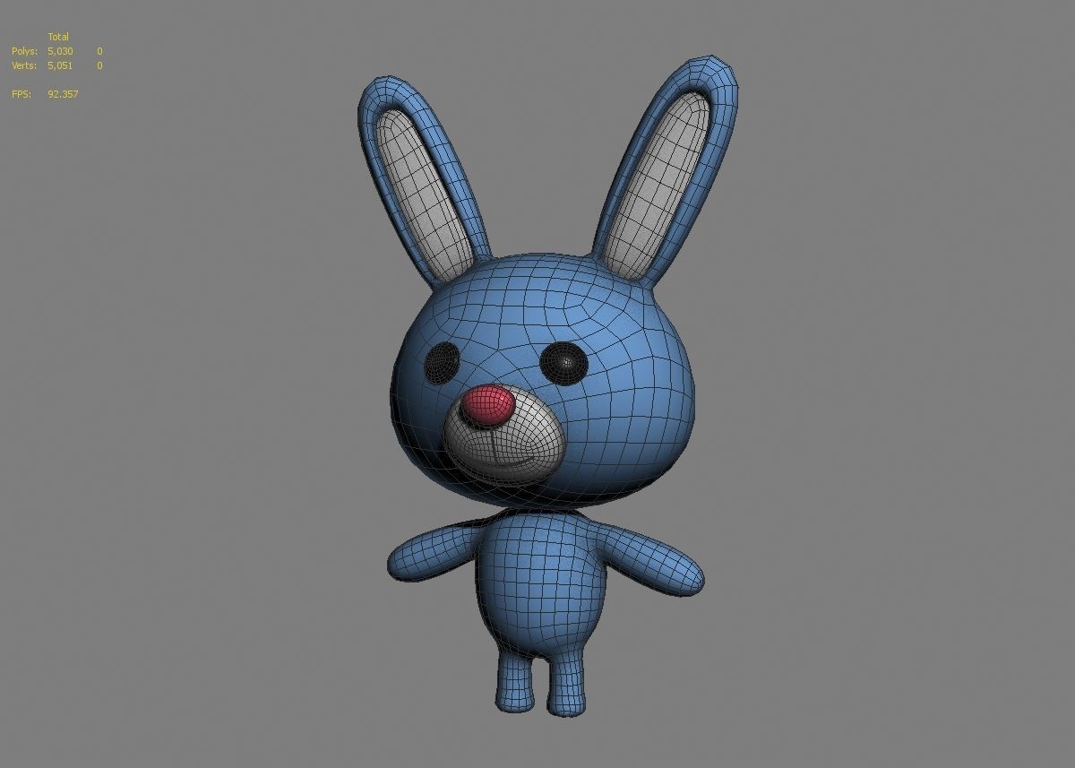 Rabbit cartoon character 01  Low-poly 3D model_28