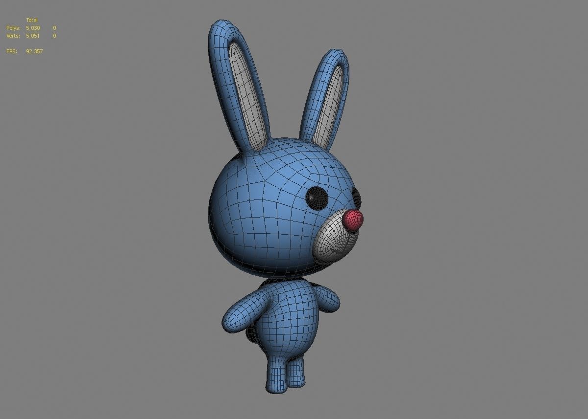 Rabbit cartoon character 01  Low-poly 3D model_12