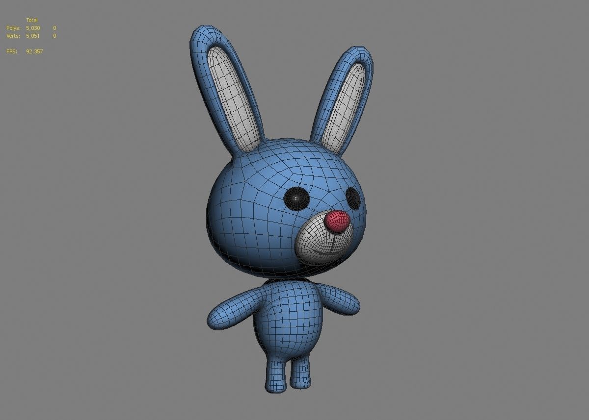 Rabbit cartoon character 01  Low-poly 3D model_11