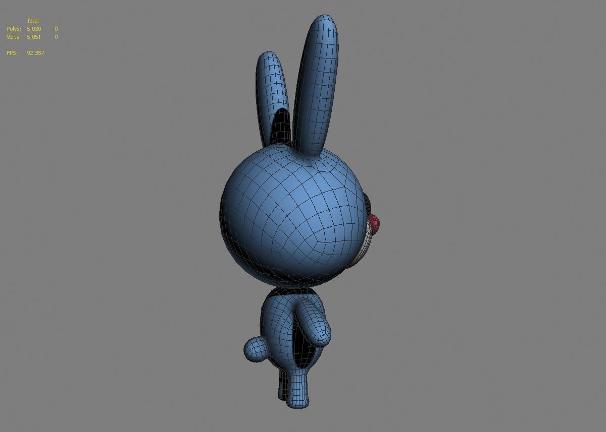 Rabbit cartoon character 01  Low-poly 3D model_15