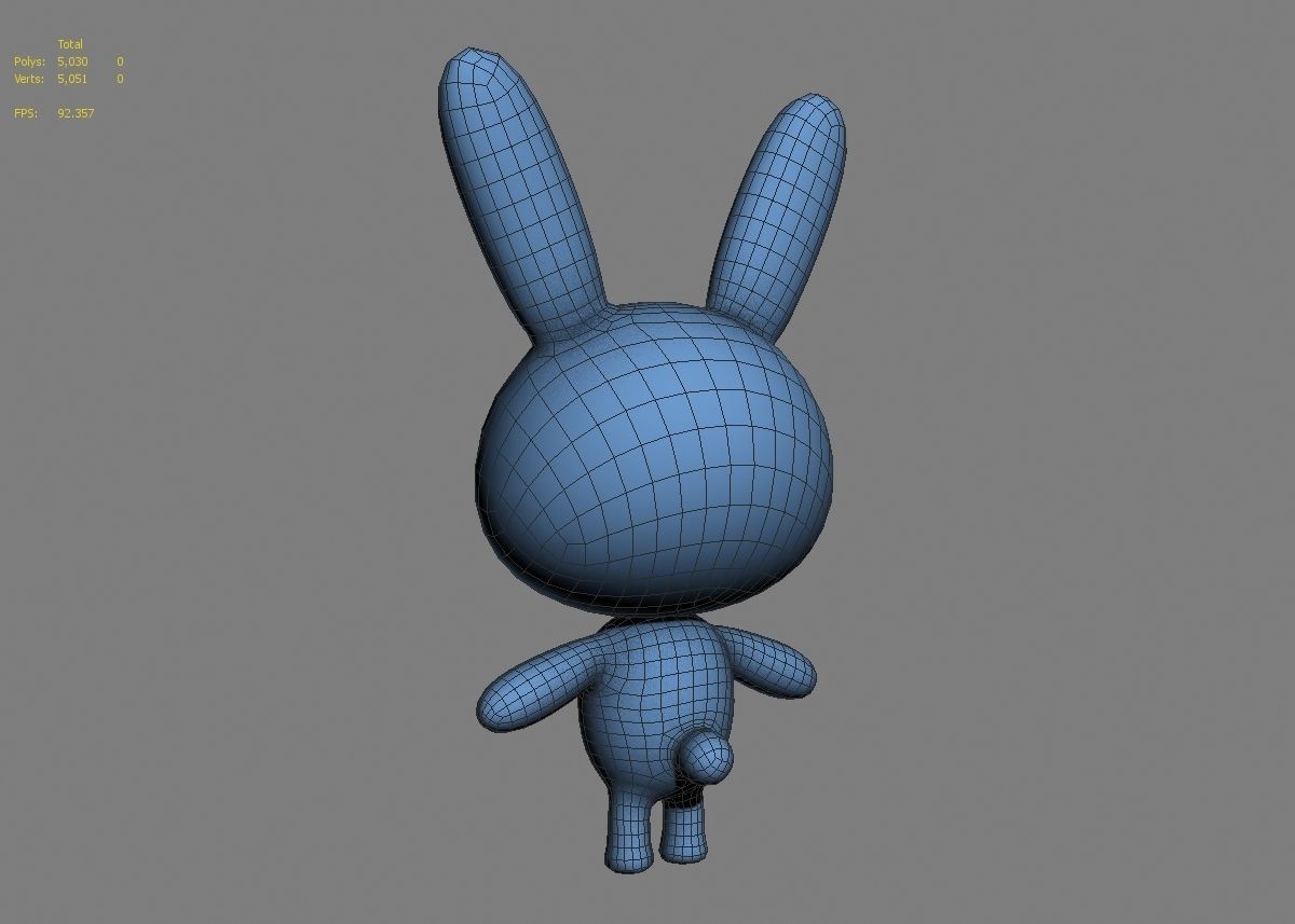 Rabbit cartoon character 01  Low-poly 3D model_21