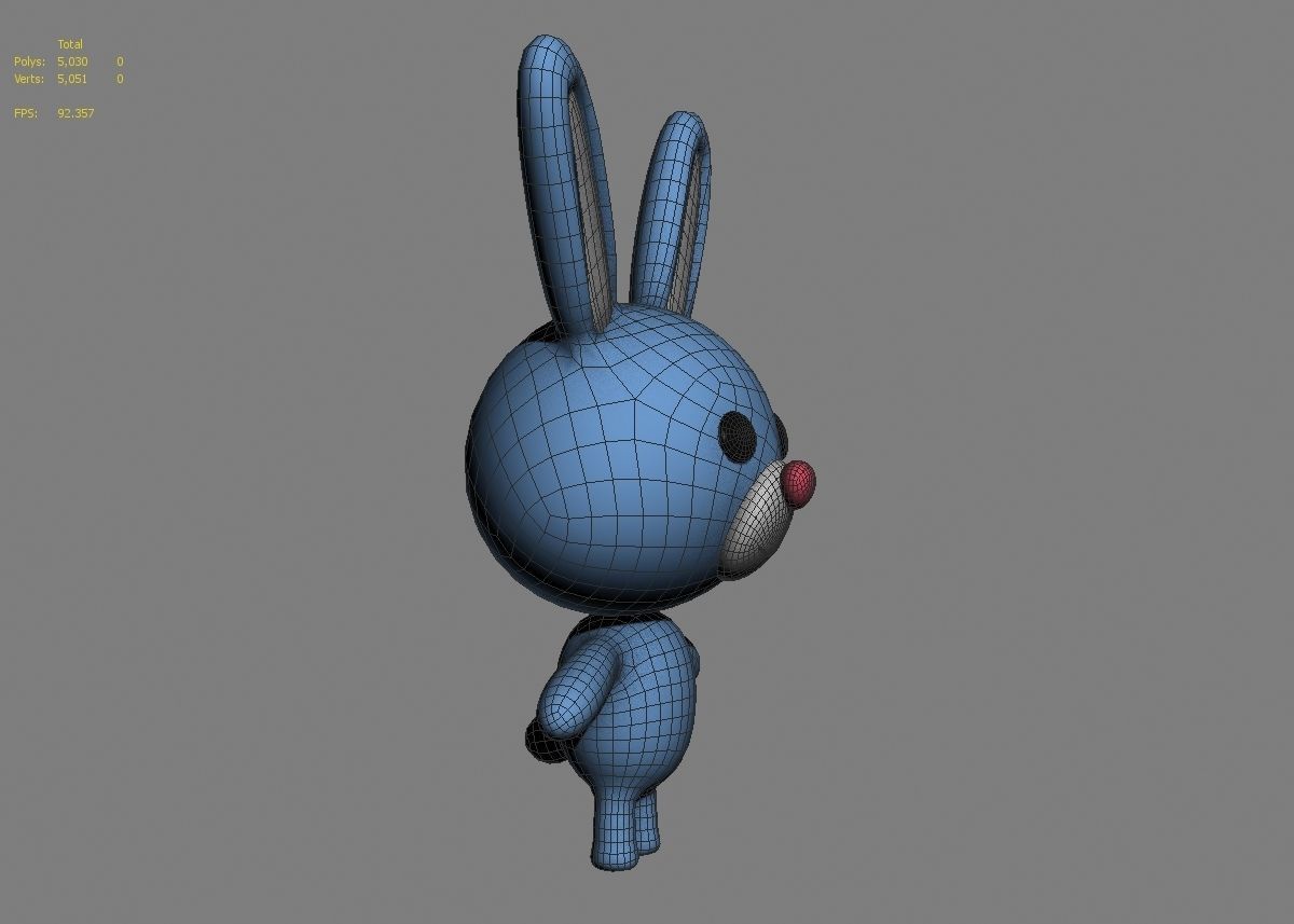 Rabbit cartoon character 01  Low-poly 3D model_13