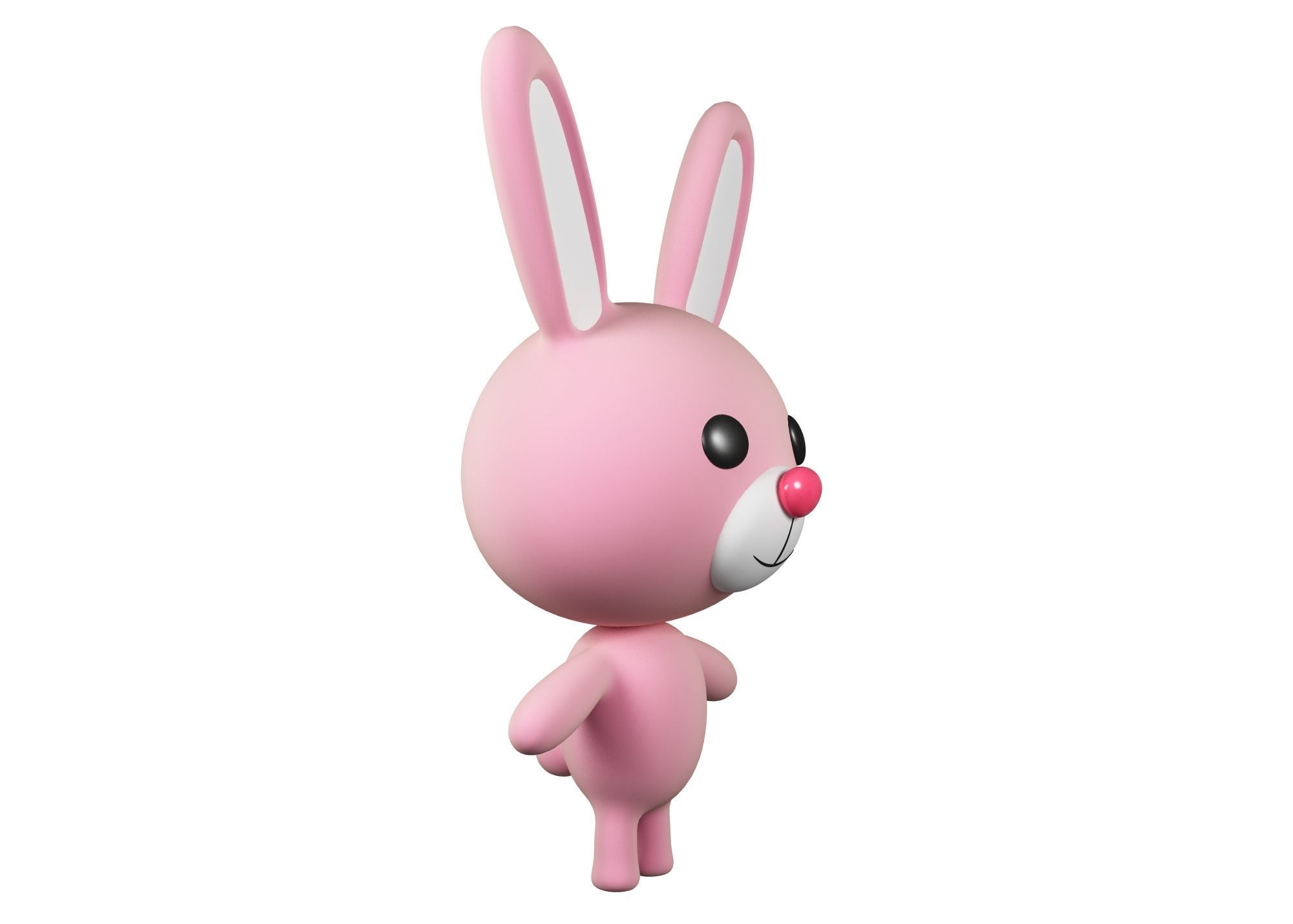Rabbit cartoon character 01  Low-poly 3D model_3
