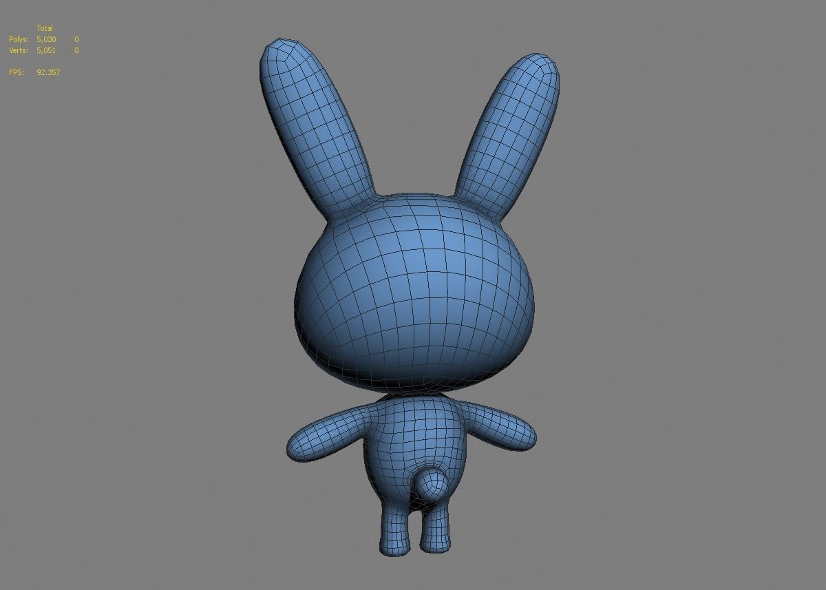 Rabbit cartoon character 01  Low-poly 3D model_20