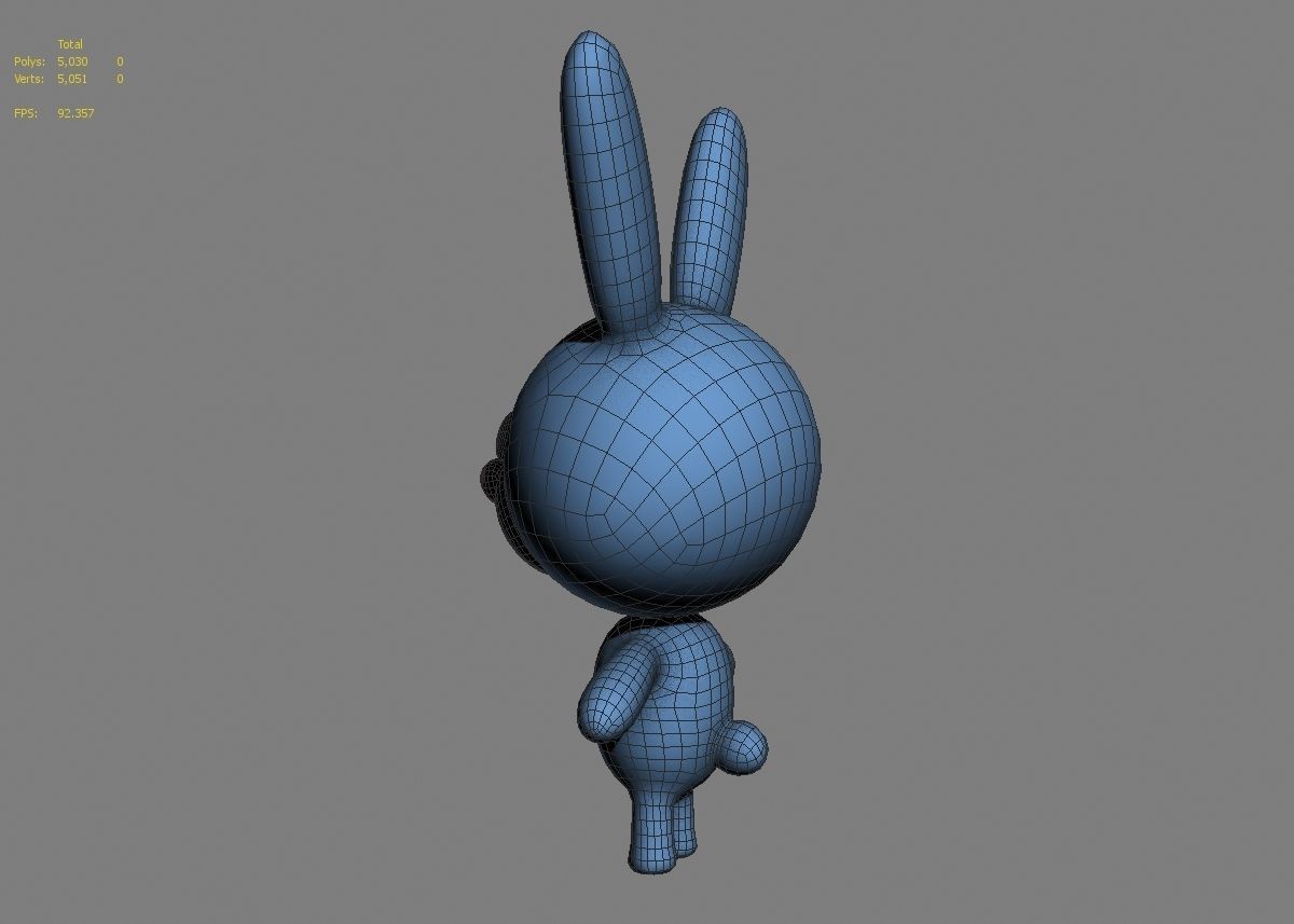 Rabbit cartoon character 01  Low-poly 3D model_23