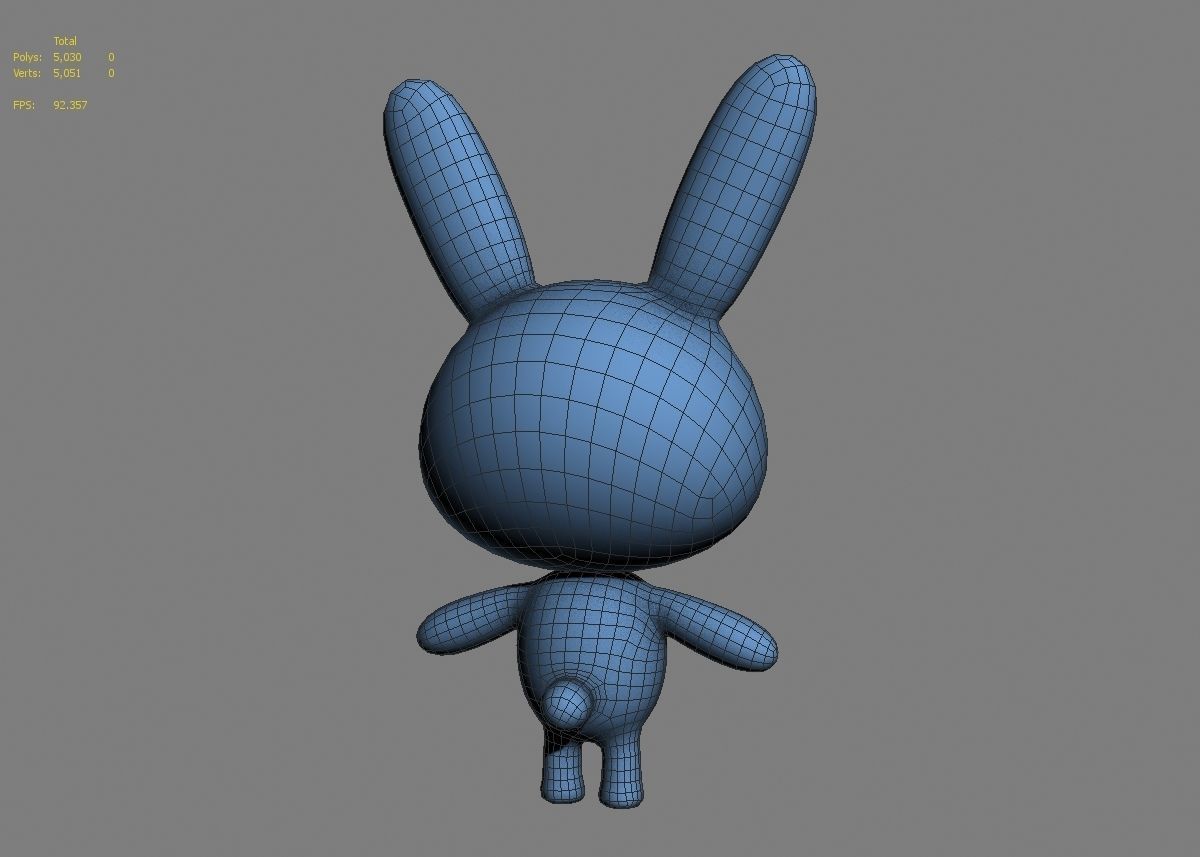 Rabbit cartoon character 01  Low-poly 3D model_18
