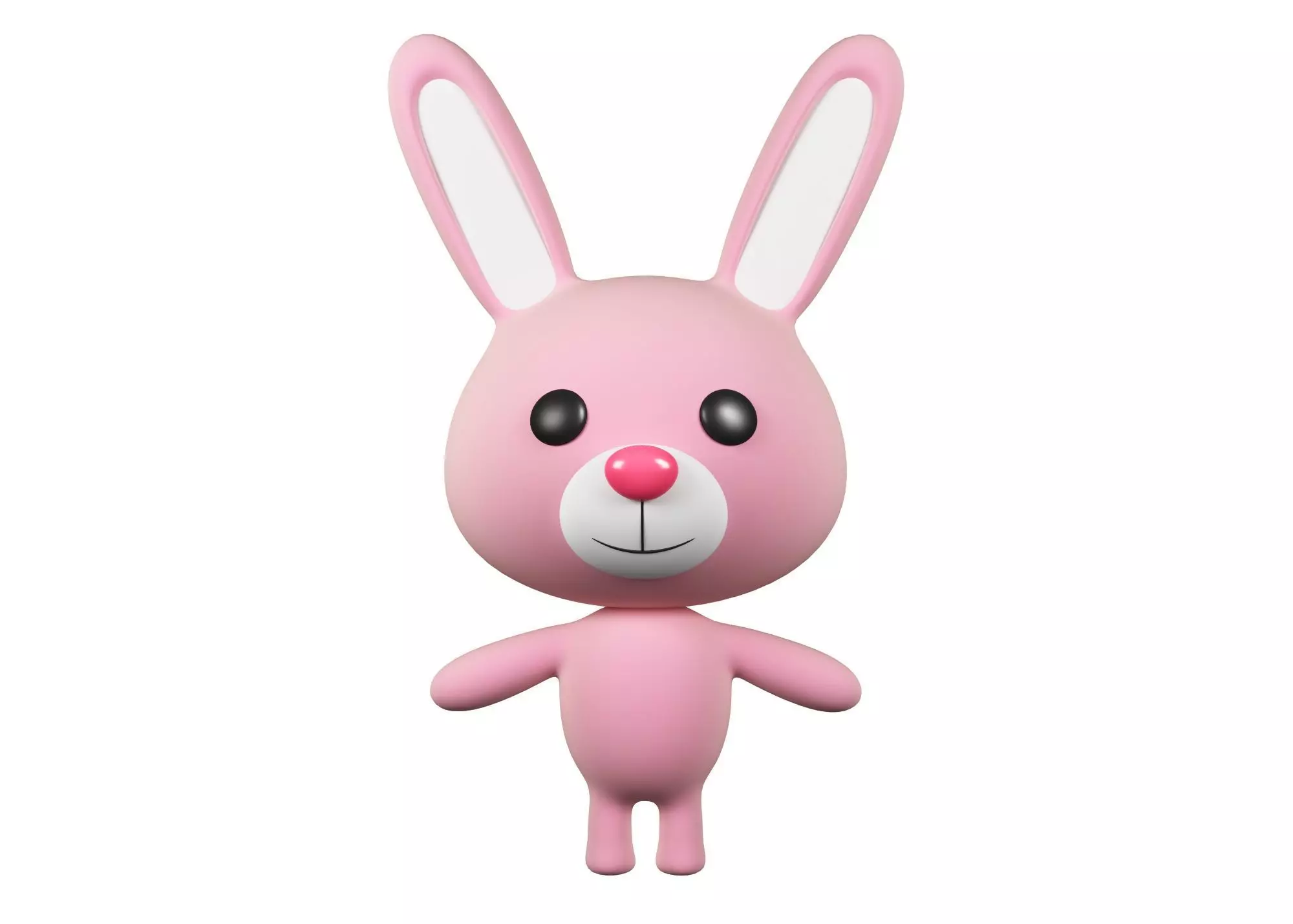 Rabbit cartoon character 01  Low-poly 3D model_0
