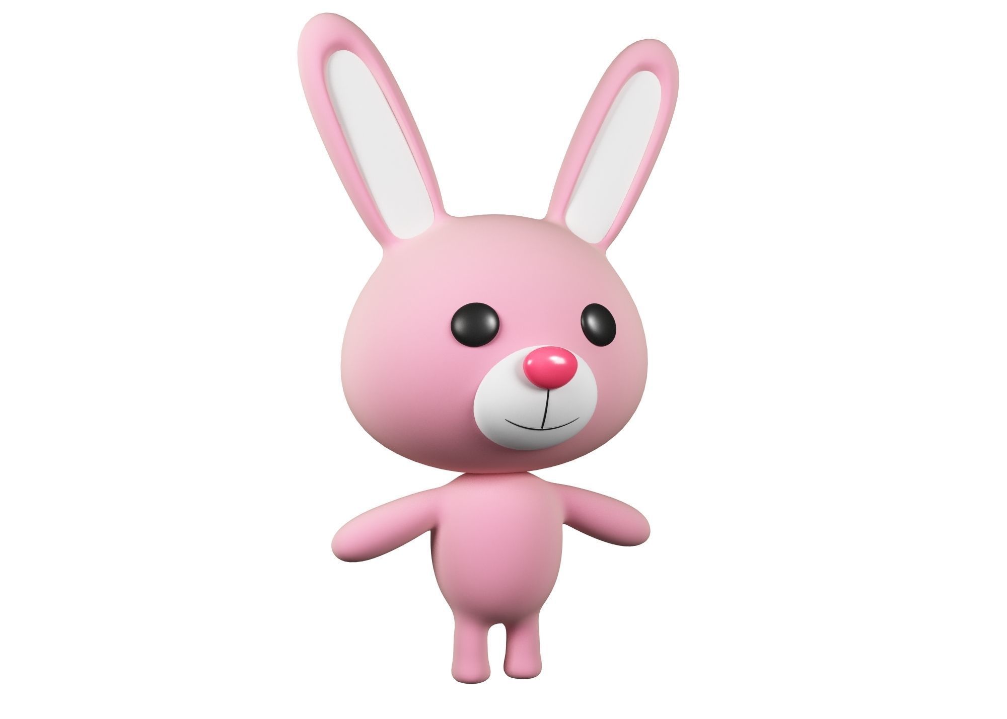 Rabbit cartoon character 01  Low-poly 3D model_1
