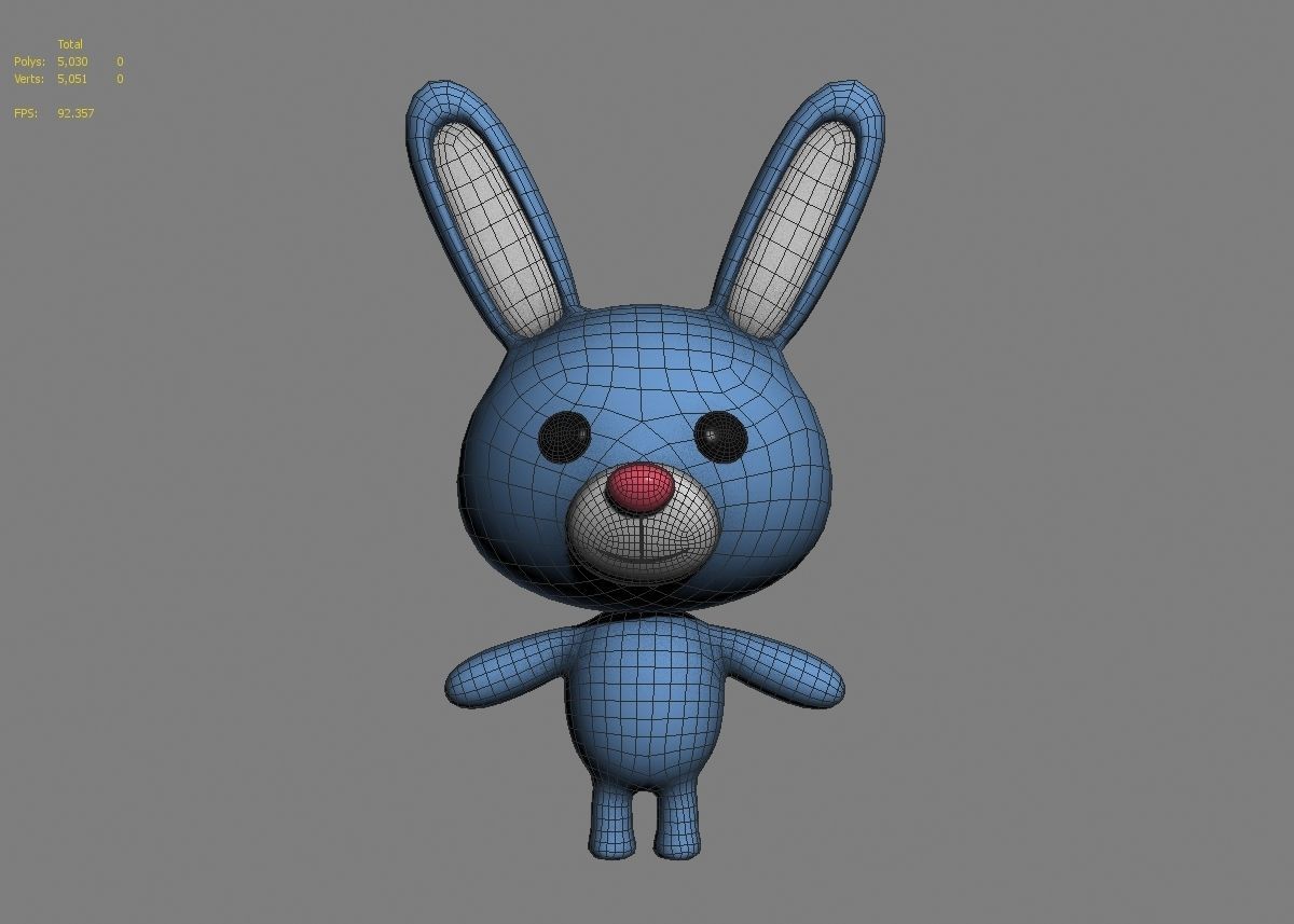 Rabbit cartoon character 01  Low-poly 3D model_29