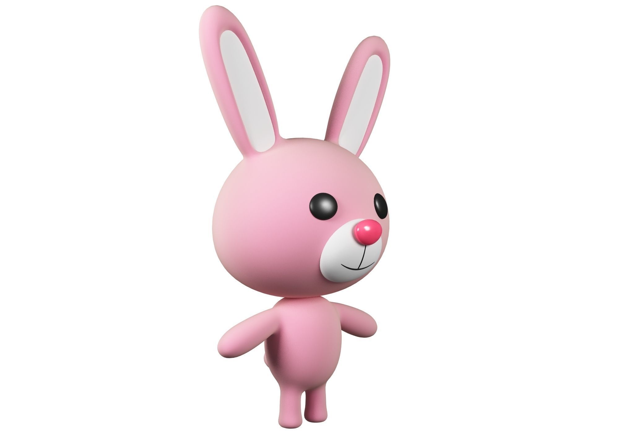 Rabbit cartoon character 01  Low-poly 3D model_2