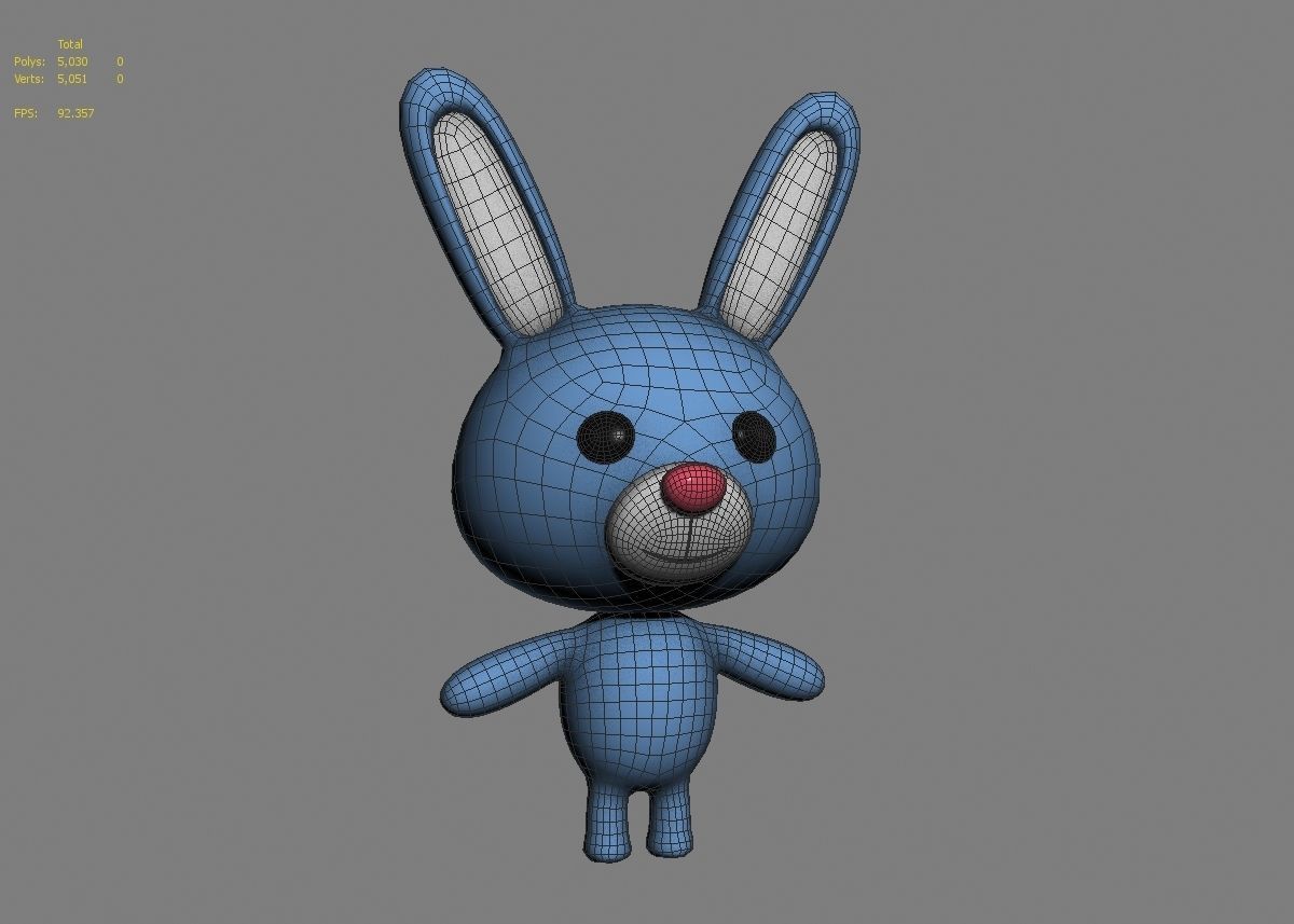 Rabbit cartoon character 01  Low-poly 3D model_10