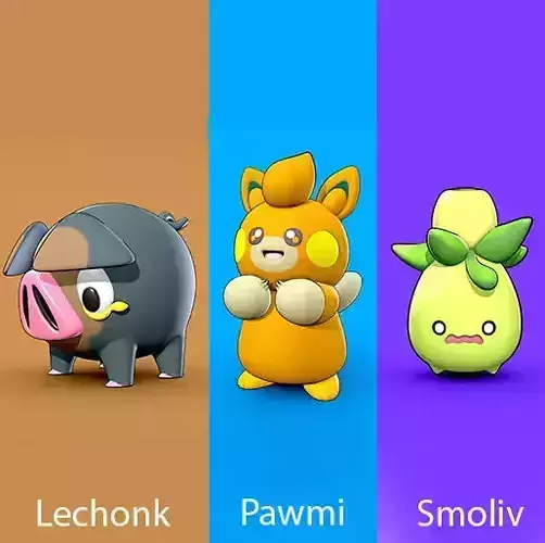 Lechonk  Pawmi  Smoliv  3D Model Collection