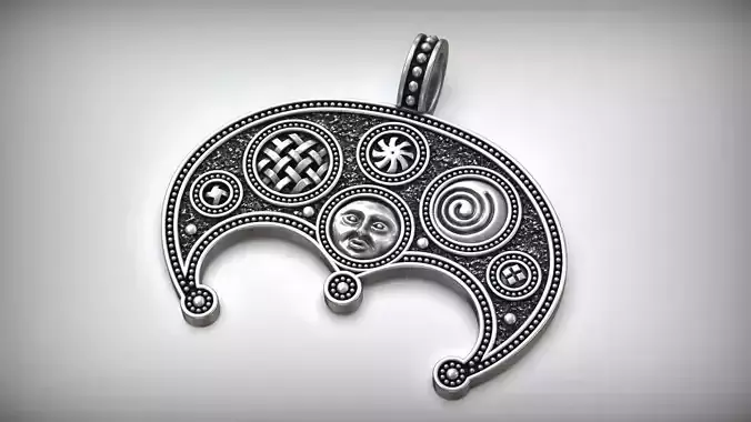 Lunar Slavic Symbol Nordic Amulet Lunniza 3D print model