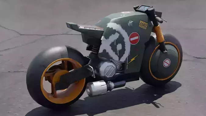Retrofuturistic Bike Low-Poly 3d Model Low-poly 3D model
