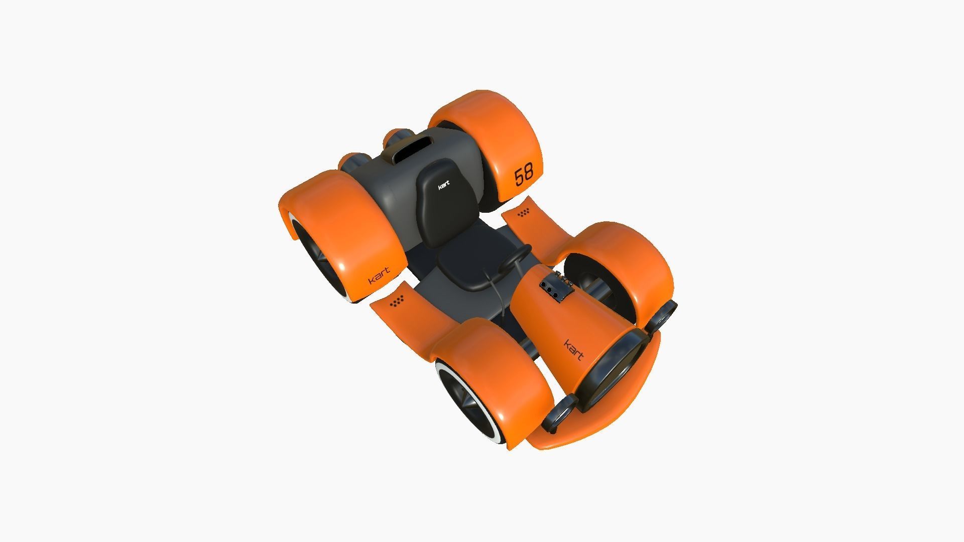 Cartoon Kart E06 Orange - Vehicle Racing Design Low-poly 3D model_4