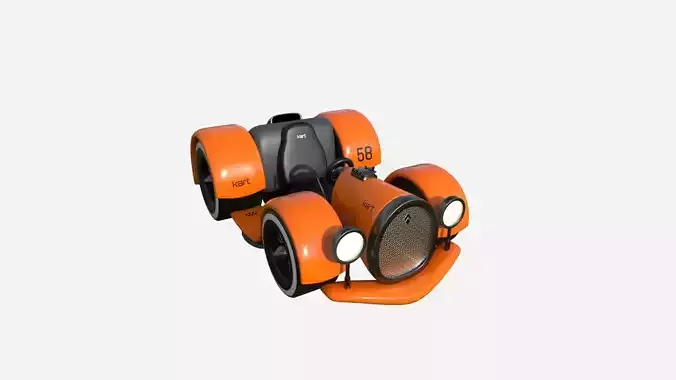 Cartoon Kart E06 Orange - Vehicle Racing Design Low-poly 3D model