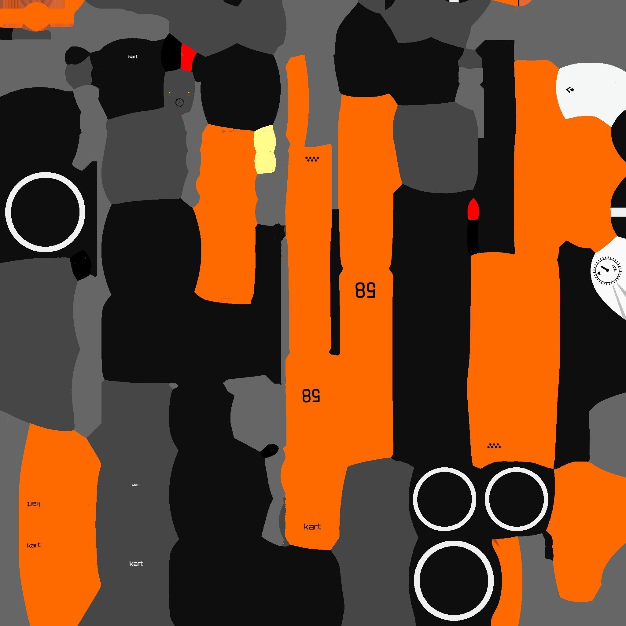 Cartoon Kart E06 Orange - Vehicle Racing Design Low-poly 3D model_20